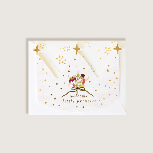 The First Snow - Welcome Little Princess Crown Baby Greeting Card
