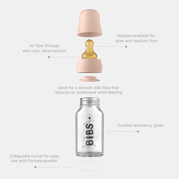 BIBS - Glass Baby Bottle Complete Set 225ml - Dusky Lilac