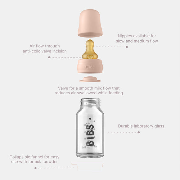 BIBS - Glass Baby Bottle Complete Set 225ml - Mauve