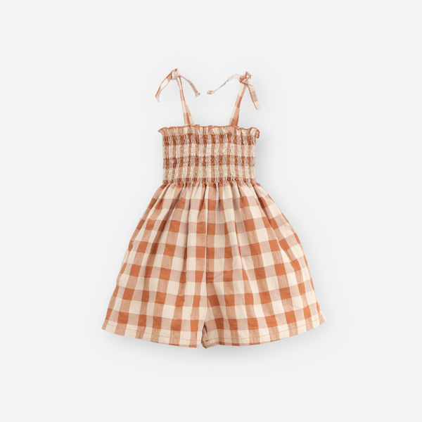 PLAY UP - Smocked Vichy Woven Jumpsuit - Scent