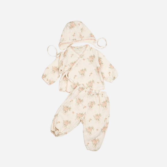 Wild Wawa - Gauze Three Piece Set - Parfait Pink