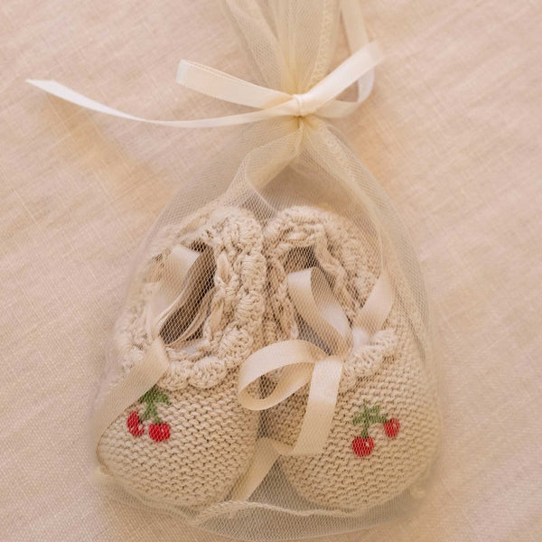 Wild Wawa - Knitted Ballerina Baby Booties in Cherries