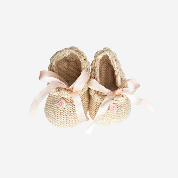 Wild Wawa - Knitted Ballerina Baby Booties in Roses