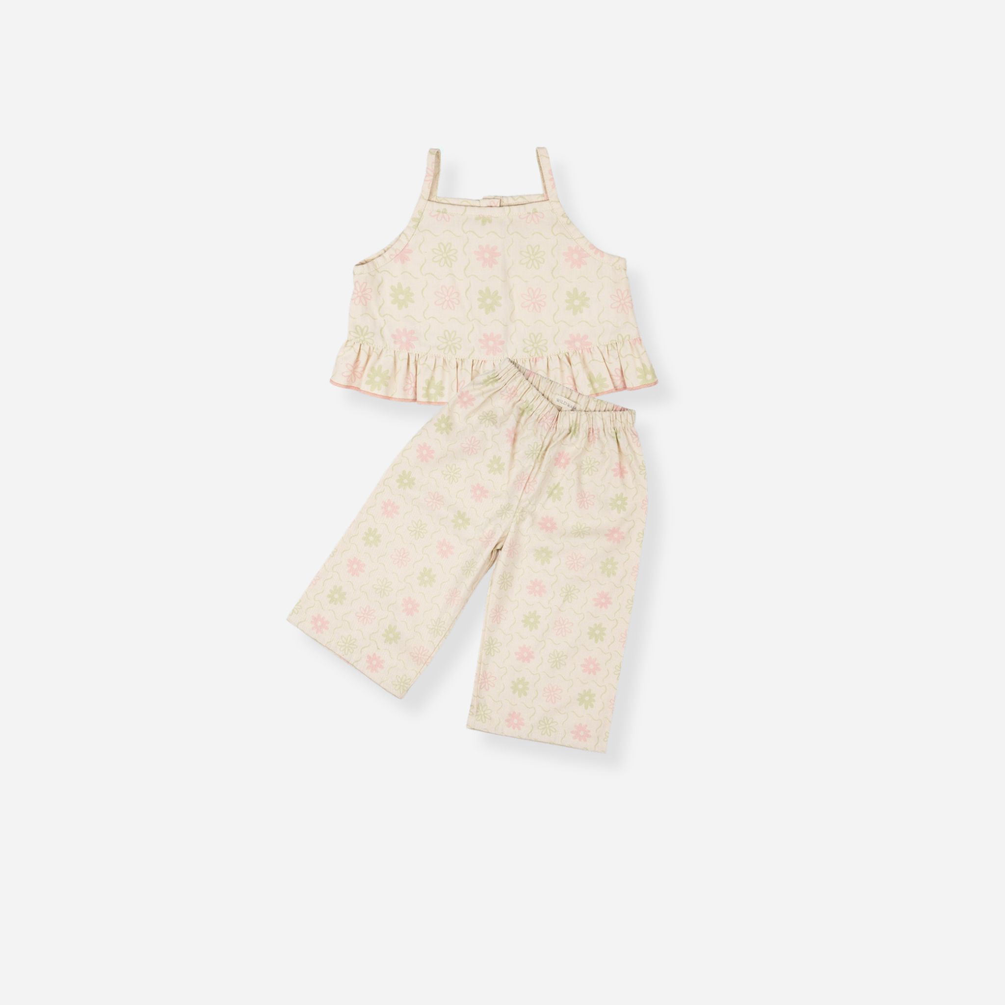 Ruffle Pant Set - Pistachio/Pink