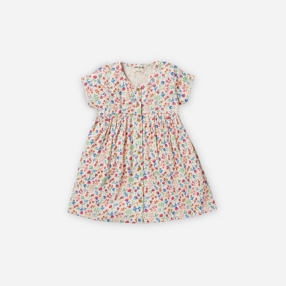 Wilson and Frenchy - Crinkle Button Dress - Tropical Garden