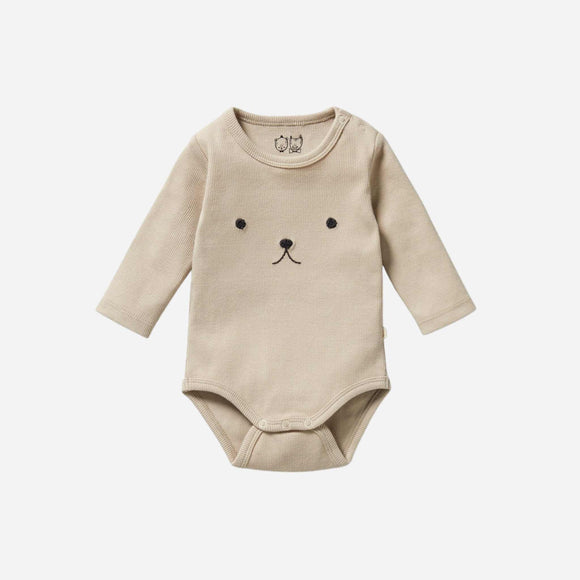 Wilson and Frenchy - Organic Bear Rib Long Sleeved Bodysuit - Biscuit