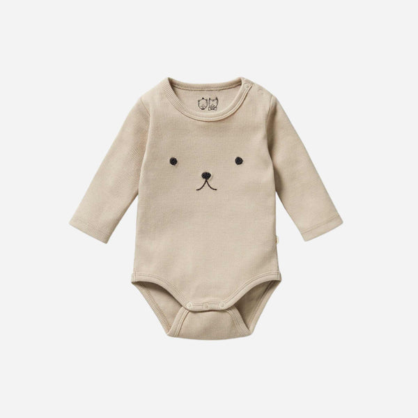 Wilson and Frenchy - Organic Bear Rib Long Sleeved Bodysuit - Biscuit