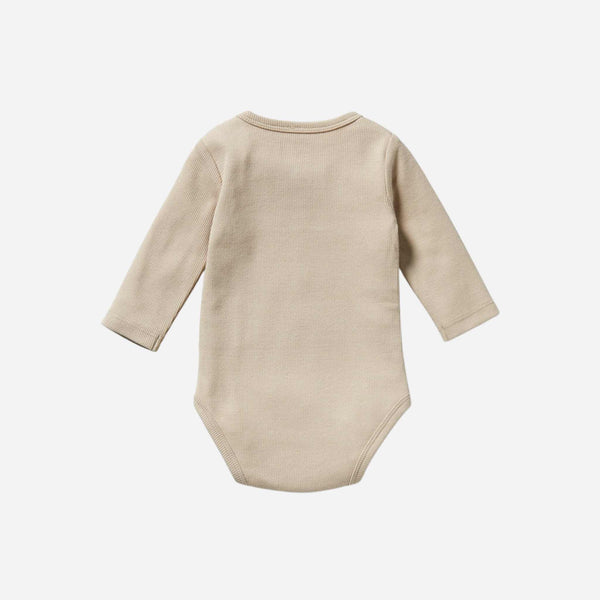 Wilson and Frenchy - Organic Bear Rib Long Sleeved Bodysuit - Biscuit