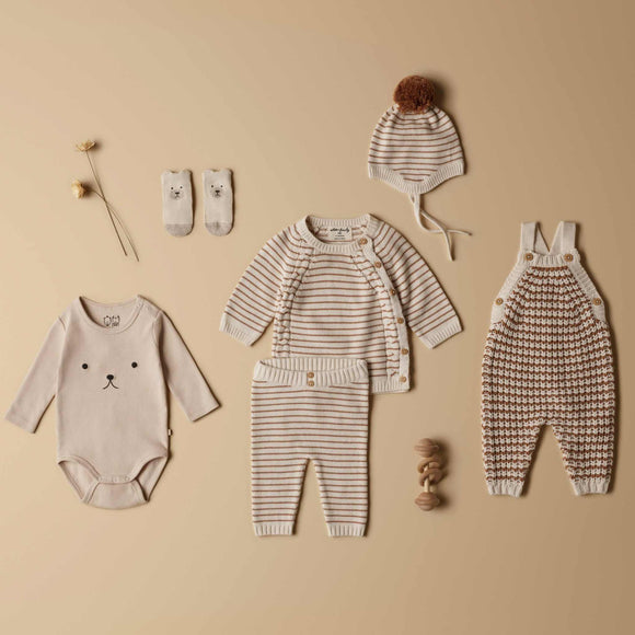Wilson and Frenchy - Organic Bear Rib Long Sleeved Bodysuit - Biscuit