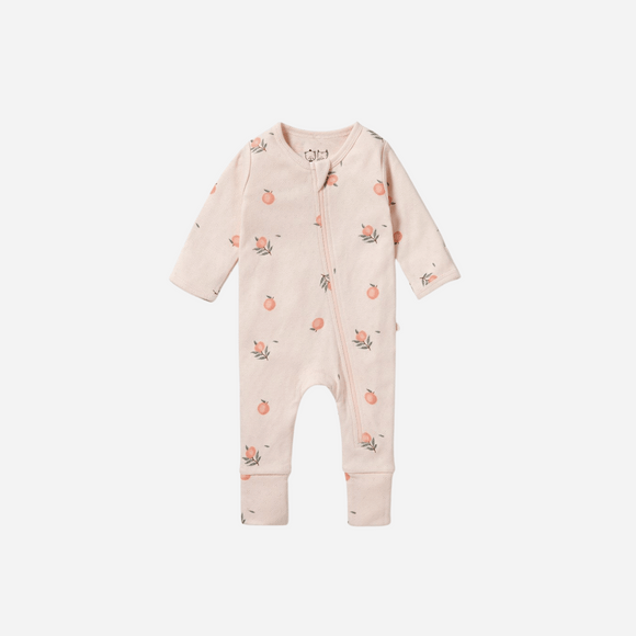 Wilson and Frenchy - Peaches Organic Pointelle Zipsuit with Feet