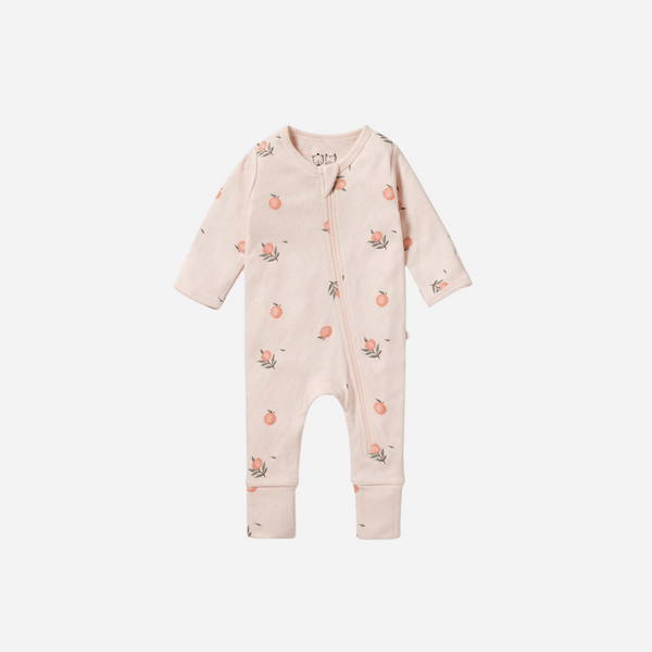 Wilson and Frenchy - Peaches Organic Pointelle Zipsuit with Feet