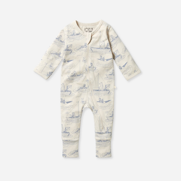 Wilson and Frenchy - Sail Away Organic Zipsuit with Feet