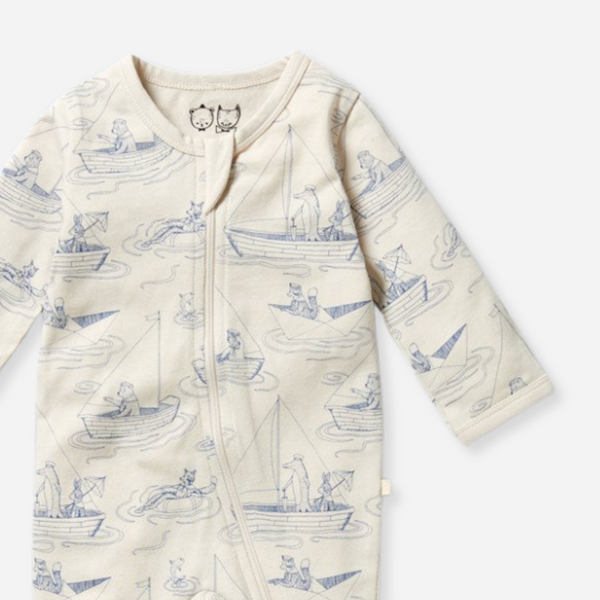 Wilson and Frenchy - Sail Away Organic Zipsuit with Feet