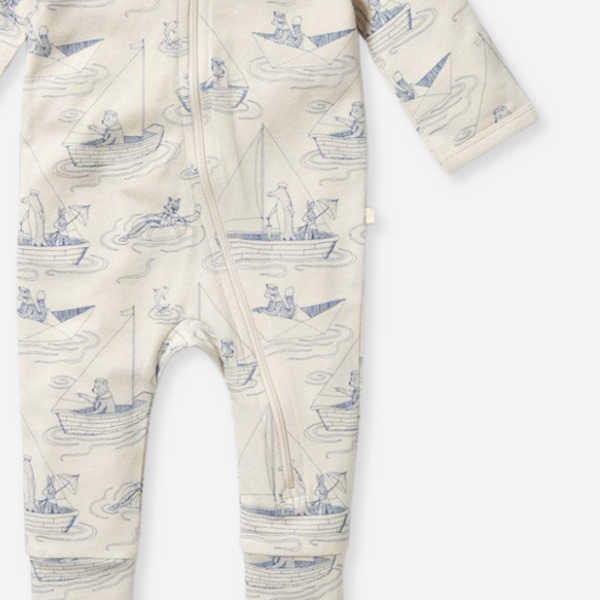 Wilson and Frenchy - Sail Away Organic Zipsuit with Feet