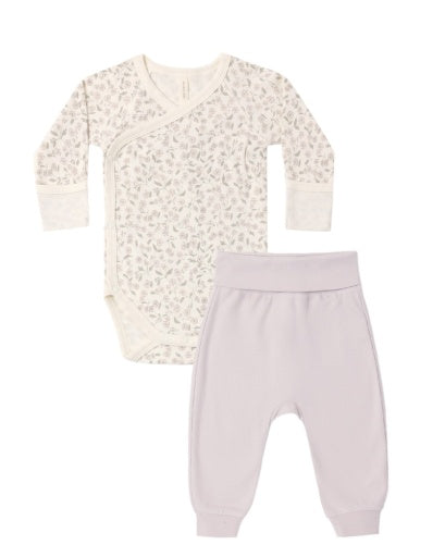Quincy Mae Side Snap Bodysuit + Pant Set in Floret
