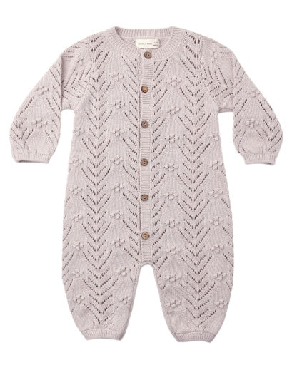 Quincy Mae Long Sleeve Bubble Romper in Lilac Mist