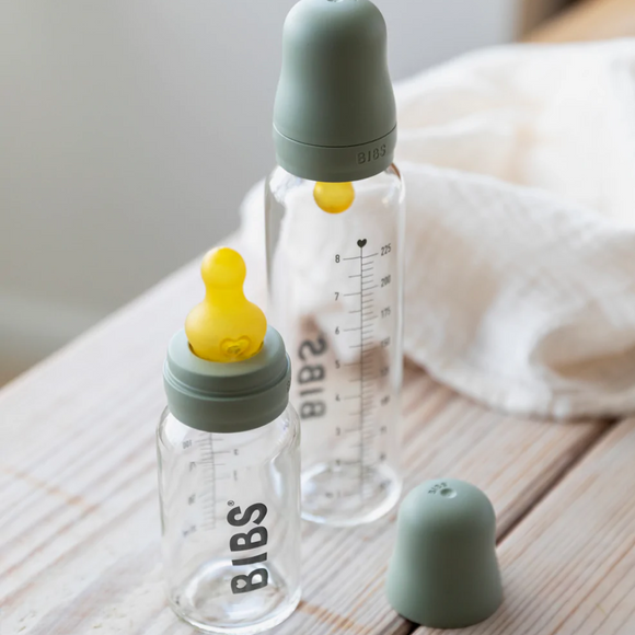 BIBS Glass Baby Bottle Complete Set 225ml - Sage