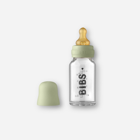 BIBS Glass Baby Bottle 110ml - Sage