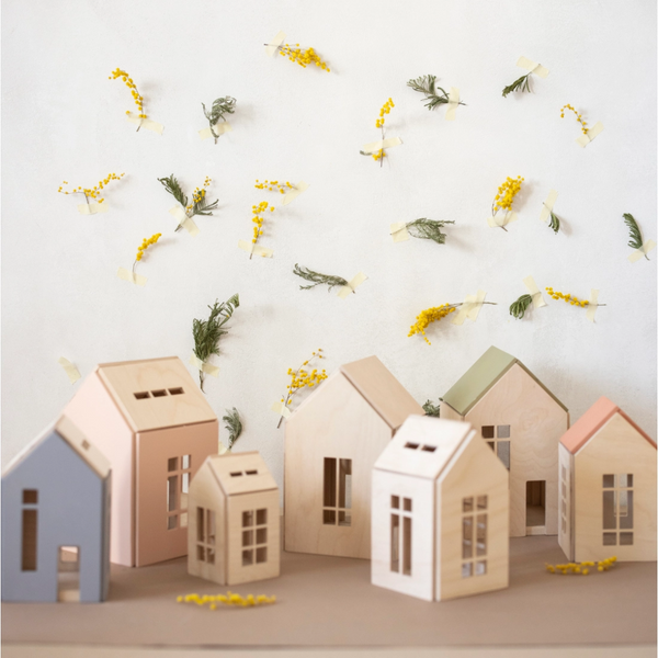 Babai - Large Wooden Dollhouse with Magnets - Khaki