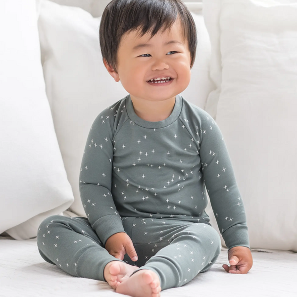 Colored Organics - Long Sleeve Organic Cotton Pajama Set - North Star / Balsam