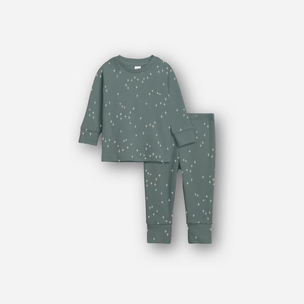 Colored Organics - Long Sleeve Organic Cotton Pajama Set - North Star / Balsam