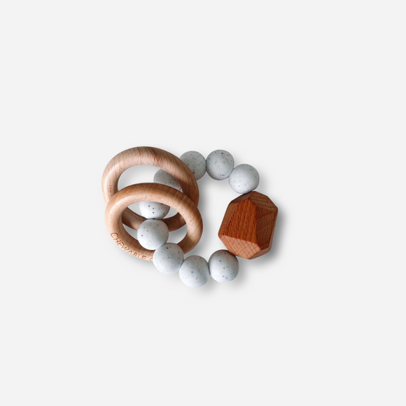 Chewable Charm - Silicone + Wood Hayes Teether Teething Ring - Moonstone