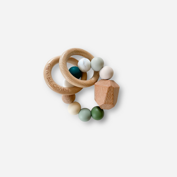 Chewable Charm - Silicone + Wood Hayes Teether Teething Ring - Winter