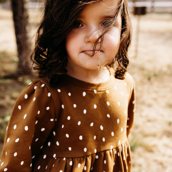 City Mouse Studio - Cozy Cotton Fleece Dress - Deer Dot