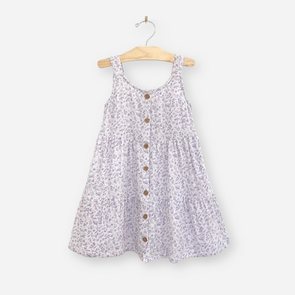 Cotton Muslin Tiered Shoulder Strap Dress - Violet Fairies