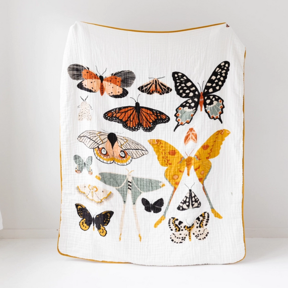 Clementine Kids - Large Butterfly Collector Cotton Muslin Throw Blanket