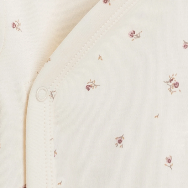 Indy Kimono Organic Newborn Gown - Vida Floral / Ivory + Wisteria