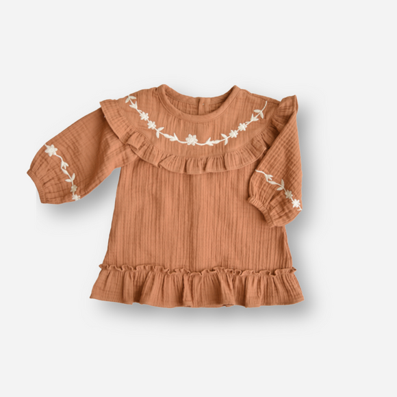Eli & Nev - Elonore Baby & Toddler Embroidered Dress - Rust