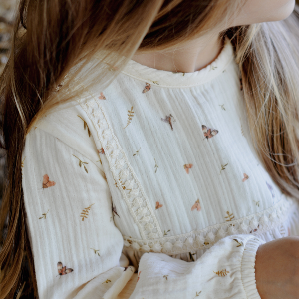 Eli & Nev - Lola Cotton Muslin Dress - Bird & Moth Print