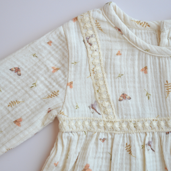 Eli & Nev - Lola Cotton Muslin Dress - Bird & Moth Print