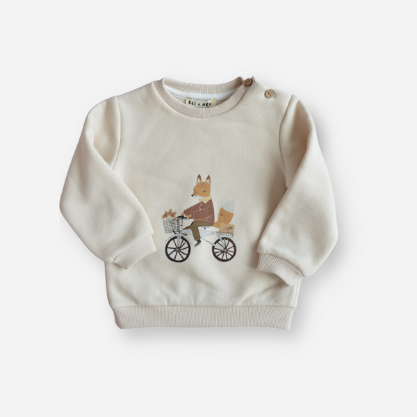 Eli & Nev - Valentin Baby and Toddler Top Fox Sweatshirt - Cream