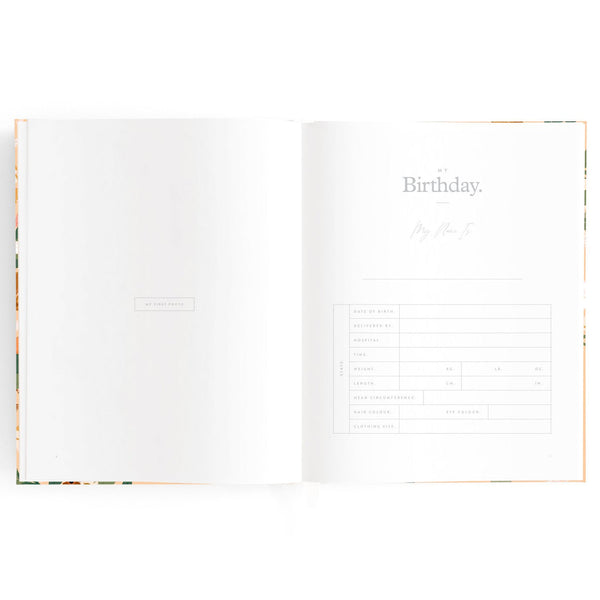 Baby book birthday page