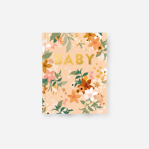 Fox & Fallow - Gold-Foil Linen Baby Book with Box - Floral