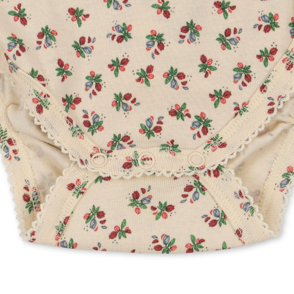 Konges Sløjd -Classic Long-Sleeved Kimono Onesie - Fleur Tricolore