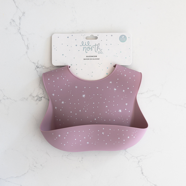 Lil North Co Mauve Star Silicone Bib