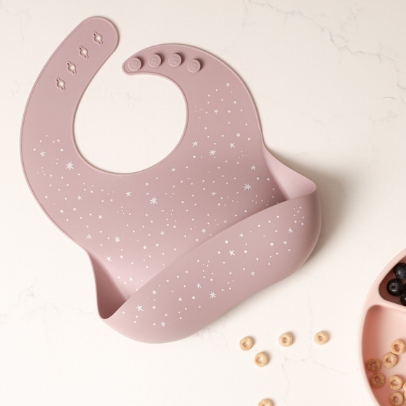 Lil North Co Mauve Star Silicone Bib