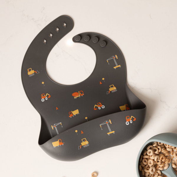 Lil North Co Construction Trucks Silicone Bib