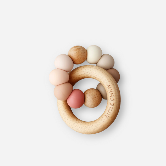 Little Chew - Silicone and Wood Ring Teether - River