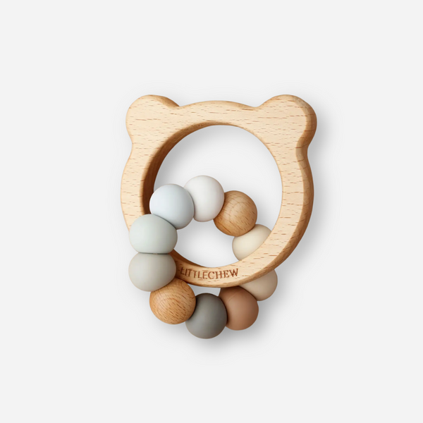 Little Chew - Silicone and Wood Teddy Teether - Iris