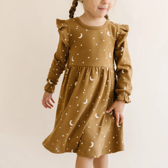 Makemake Organics - Organic Cotton Ruffle Dress - Moonlight