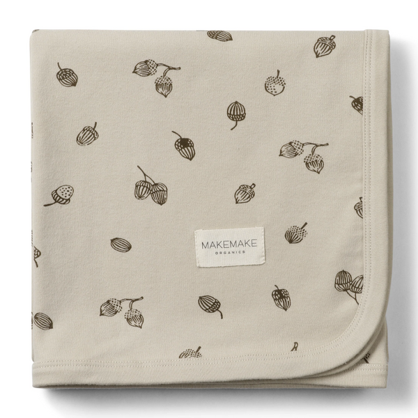 Makemake Organics - Organic Cotton Swaddle Blanket & Top Knot Hat - Oaknut