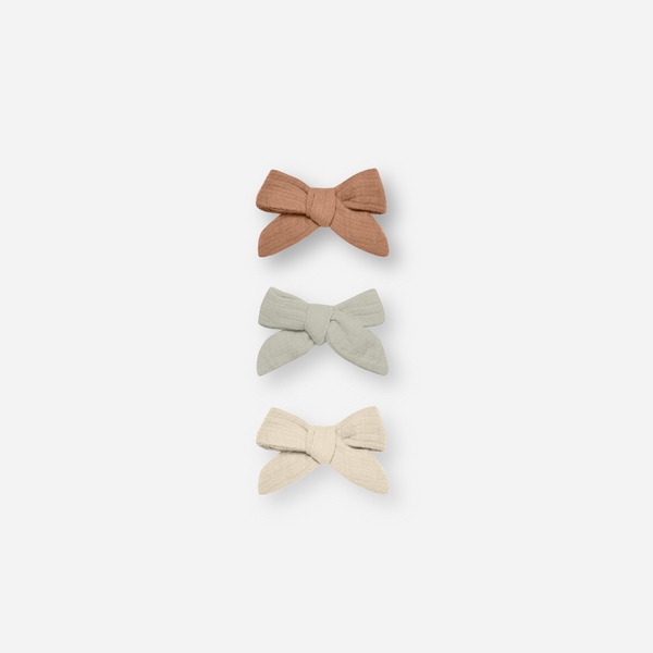 Quincy Mae - Bow with Clip - Set of 3 - Clay, Pistachio, Natural