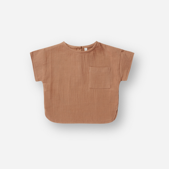 Quincy Mae - Woven Boxy Top - Clay