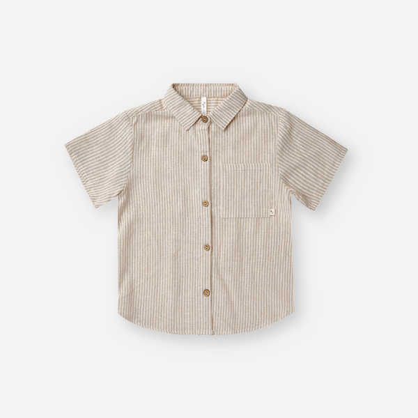 Rylee + Cru - Collared Short Sleeve Shirt - Sand Stripe