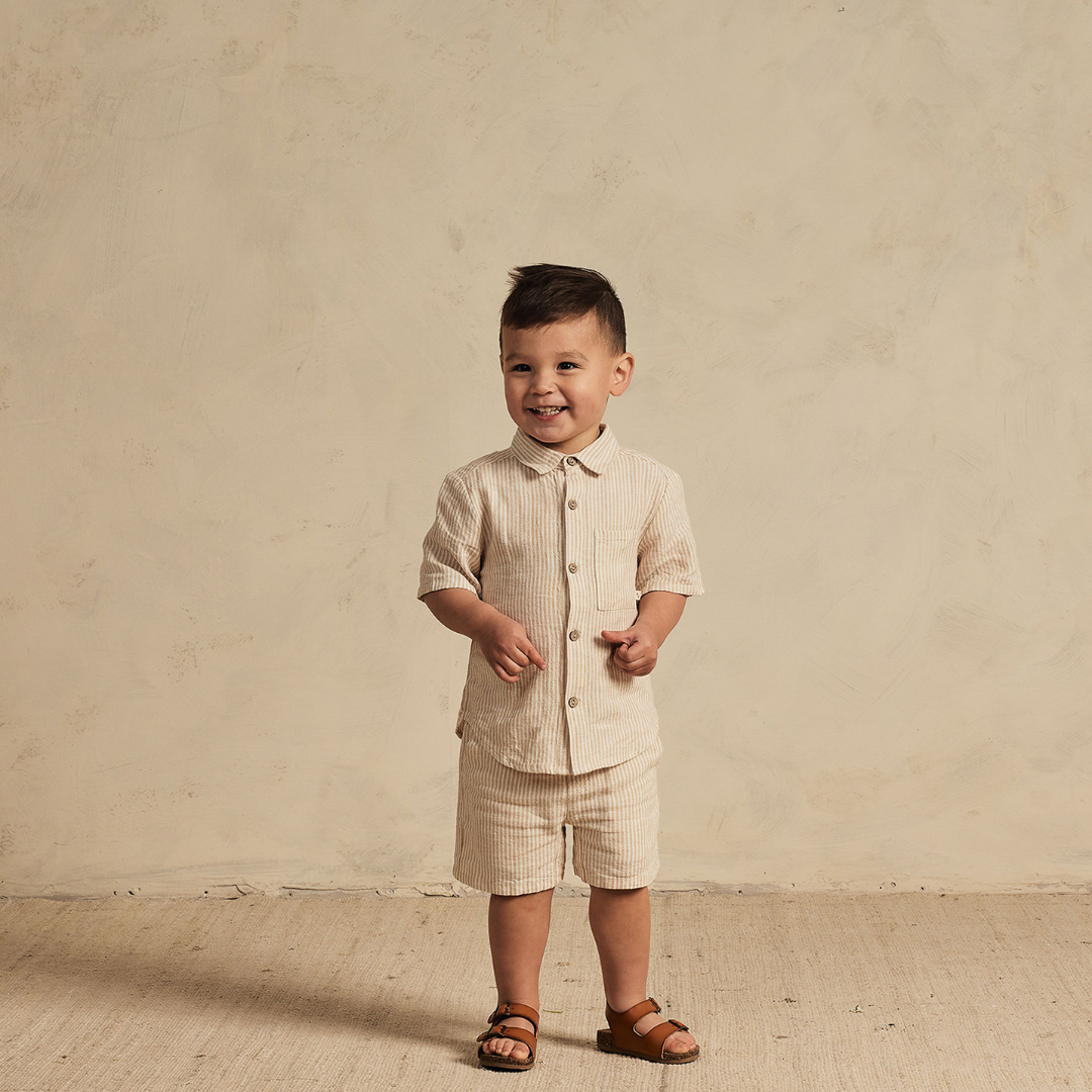 Rylee + Cru - Collared Short Sleeve Shirt - Sand Stripe – Dearly