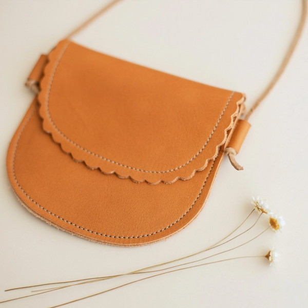 Sun & Lace - Children's Scalloped Leather Bag - Ginger